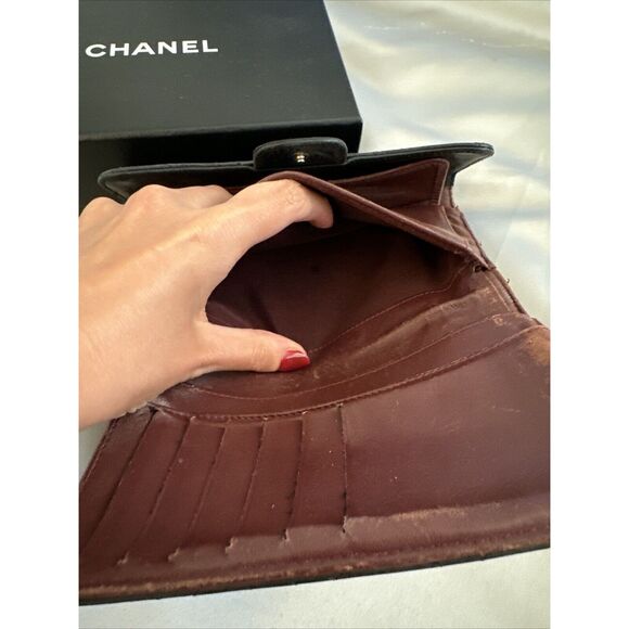 CHANEL Flap Wallet Quilted Black Silver Tone Hardware W/box - Picture 11 of 16